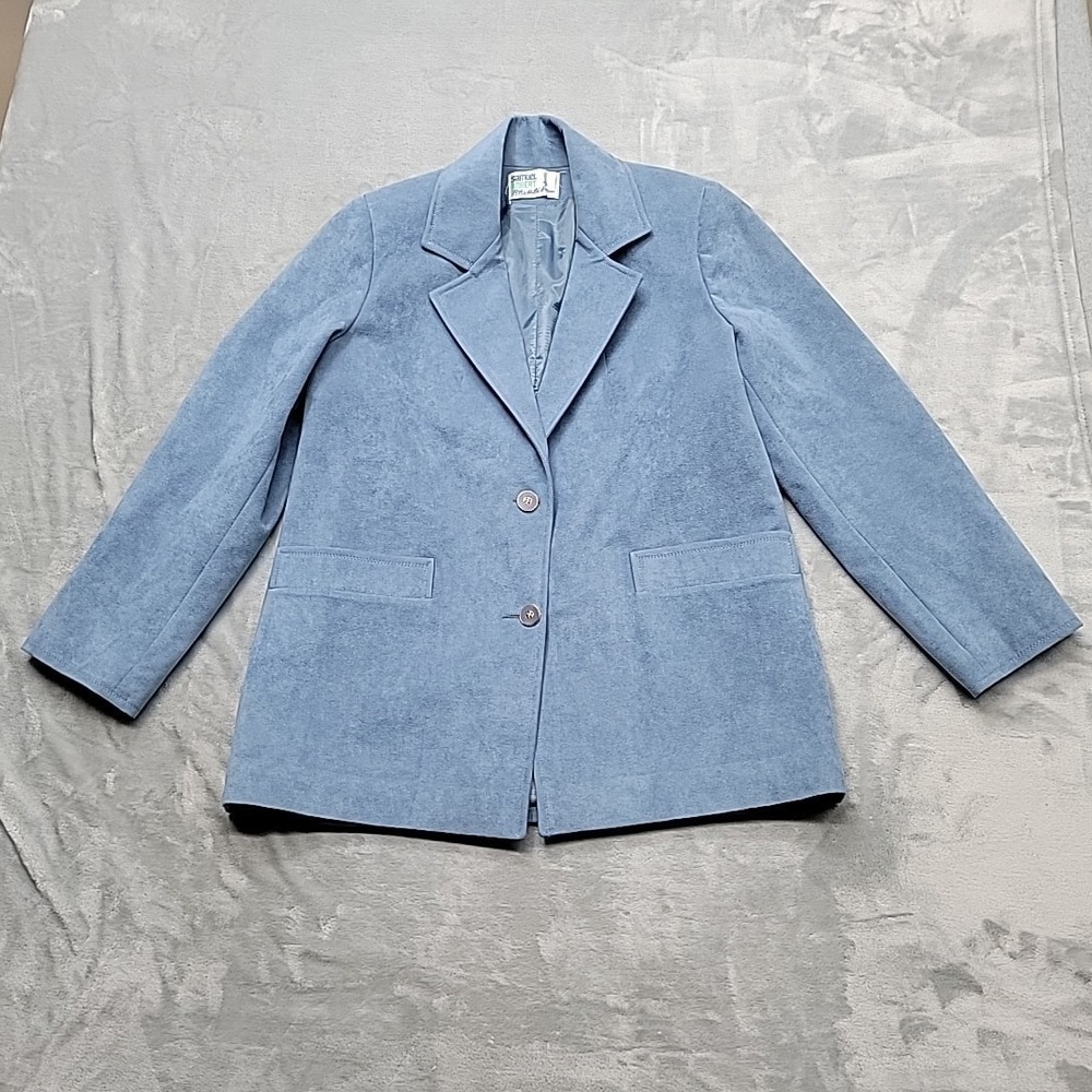 VTG Samuel Robert Jacket Womens 10 Blue Ultrasuede Blazer Coat Made In USA